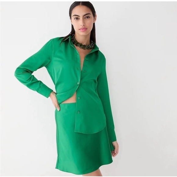 NWT J. Crew Gwen Emerald Green Satin Mini Slip Skirt Women’s Plus Size 2X - Picture 4 of 4